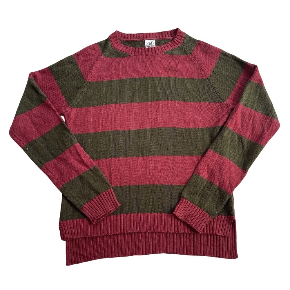 A Nightmare On Elm Street Sweater Mens MEDIUM Red brown Striped Halloween‎ Adult